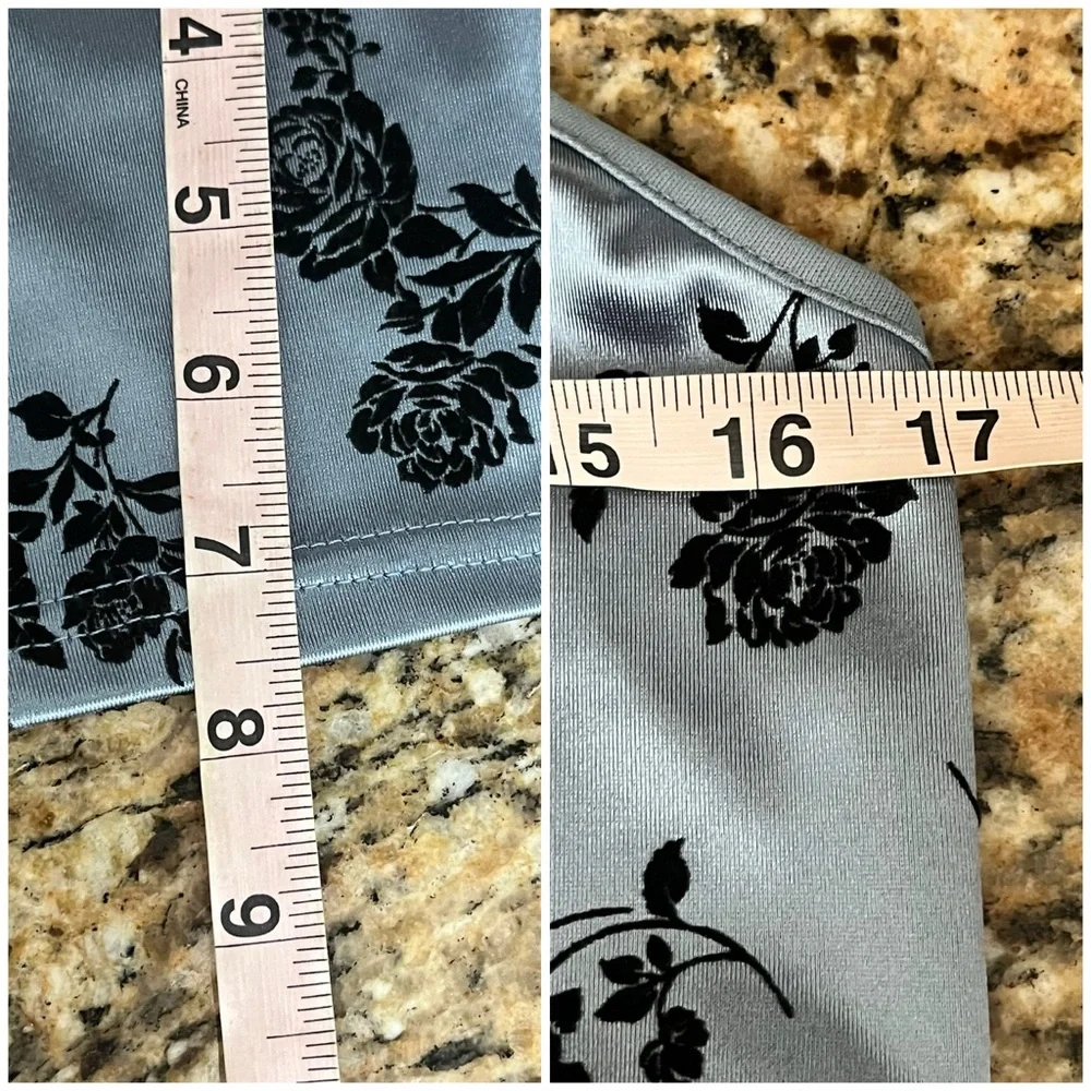 Cider Blue Lace Trim Cropped Camisole Top Velvet Floral Grunge Punk Moto XL - Picture 5 of 8